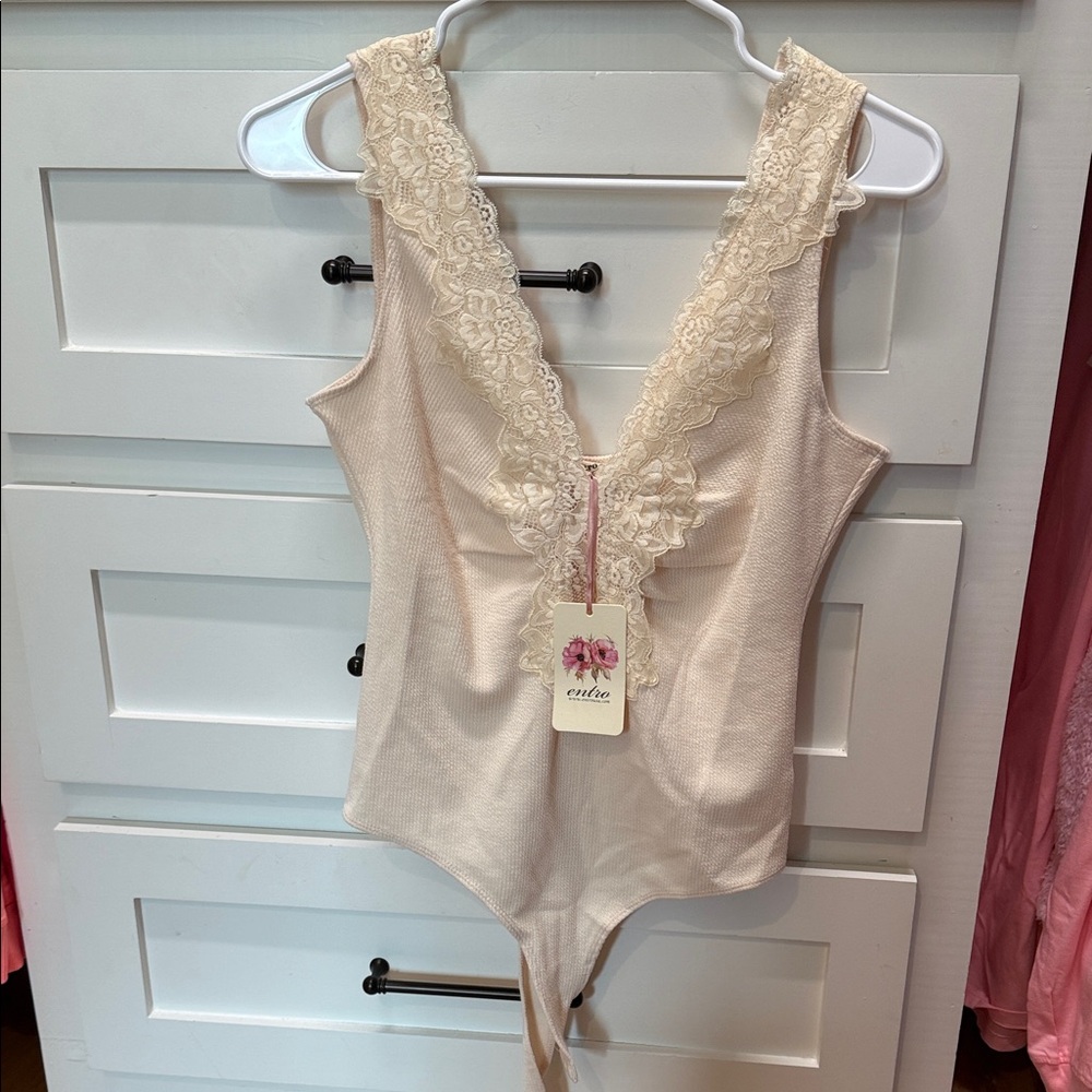 Elegant Cream Lace Bodysuit